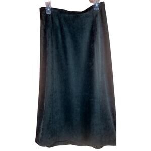 VTG Talbots A-Line Forest Green Velvet Midi Skirt  Size 10 Office Siren Academia